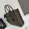 New Large PRADA Embroidered Fabric Tote Bag (Medium Size) with Long Adjustable Saffiano Leather Strap
