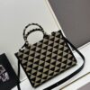 New Medium Prada Embroidered Fabric Tote Bag with Long Shoulder Strap