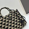 New Medium Prada Embroidered Fabric Tote Bag with Long Shoulder Strap