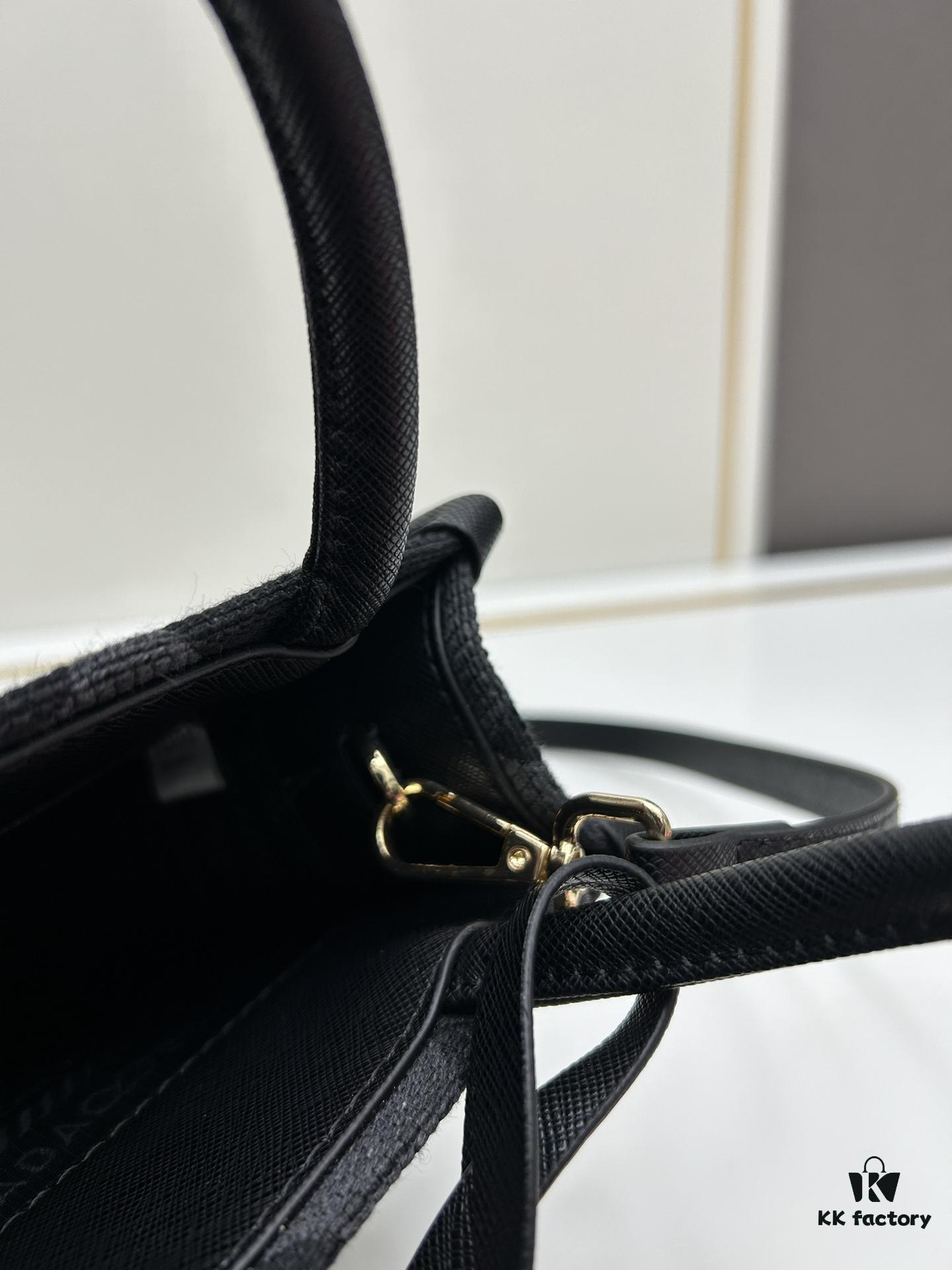 New Small Model Prada Embroidered Fabric Tote Bag Medium Size with Box (with Long Strap)