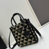 New Small Size Prada Embroidered Fabric Tote Bag Medium (with Box) with Long Strap