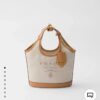 Large Size Prada New Linen Blend Tote Bag with Leather Trim