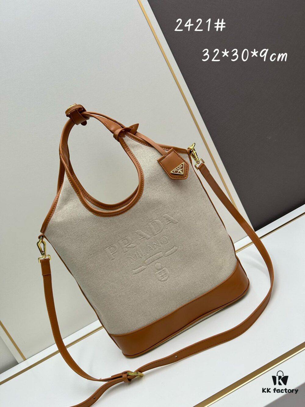 Large Size Prada New Linen Blend Tote Bag