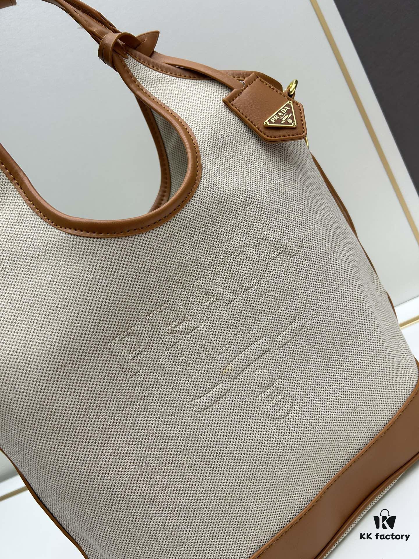 Large Size Prada New Linen Blend Tote Bag