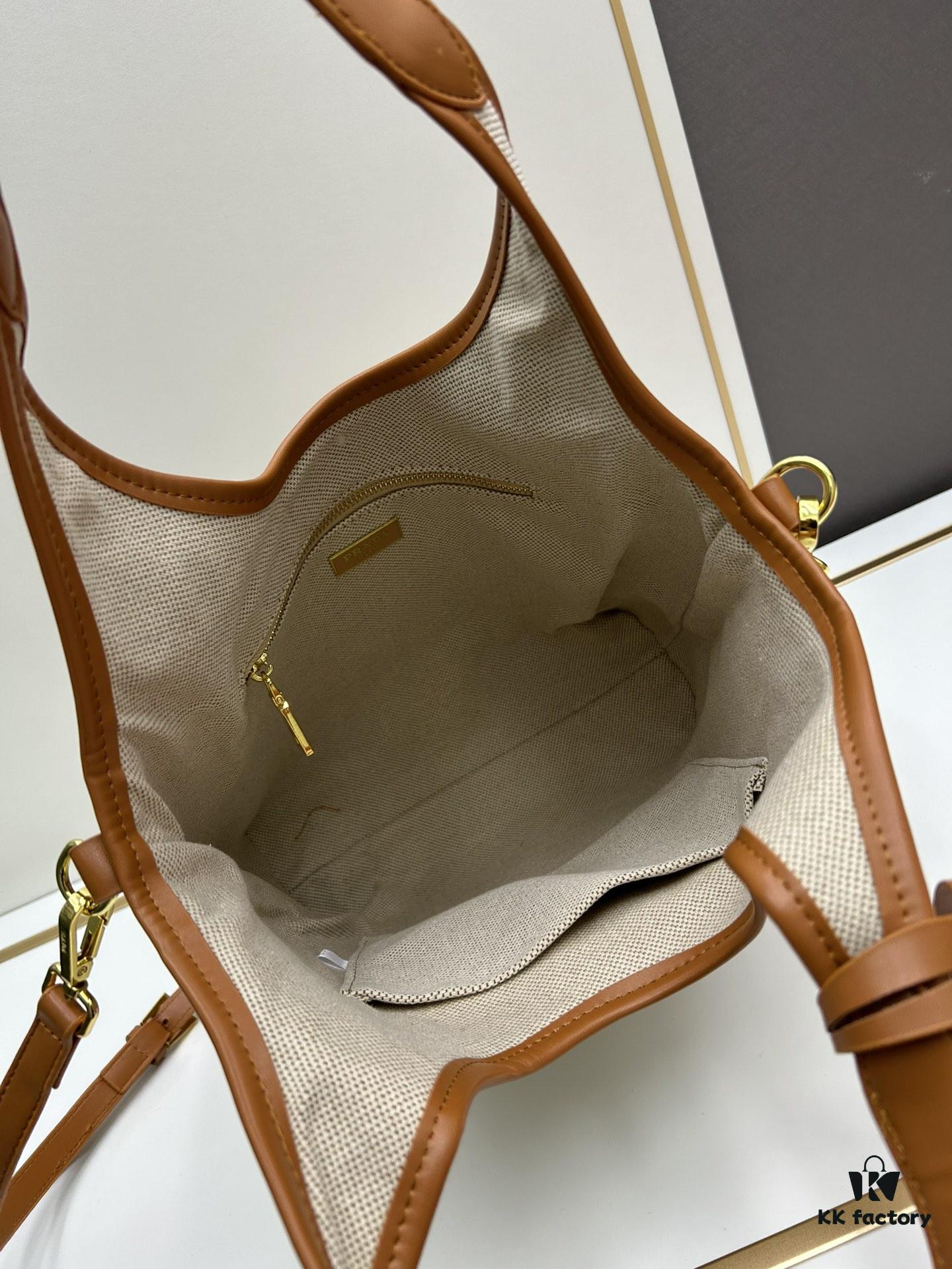 Large Size Prada New Linen Blend Tote Bag