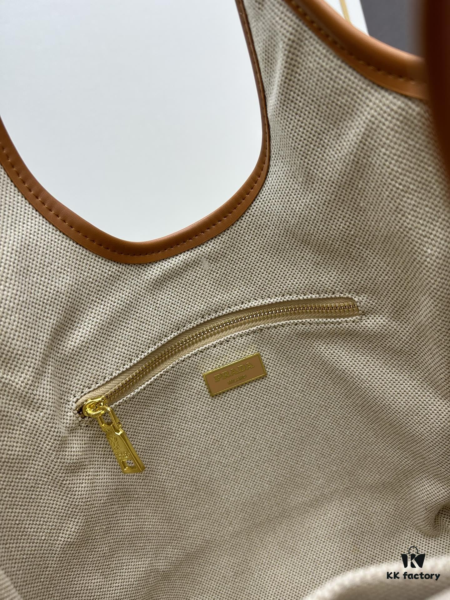 Large Size Prada New Linen Blend Tote Bag