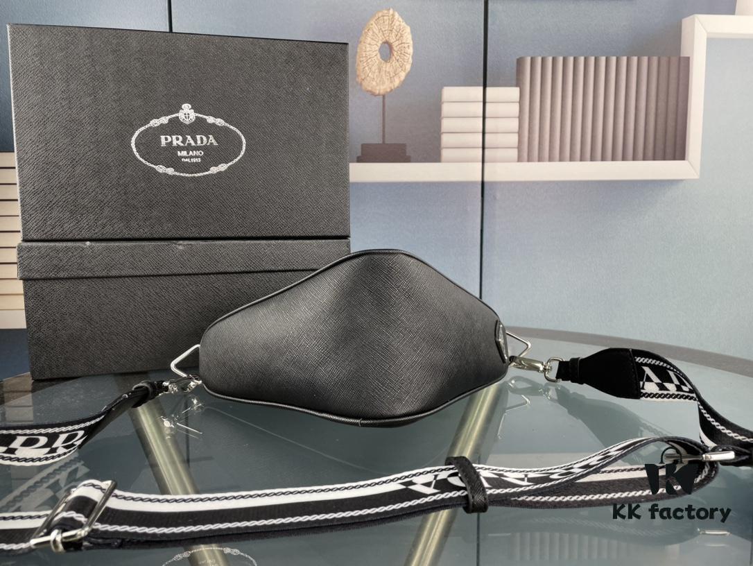 Prada 21K Tri-Fold Cross Texture Triangle Bag with Box