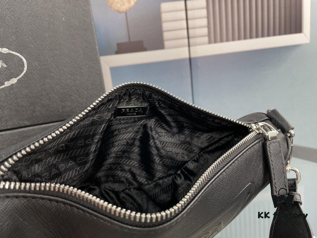 Prada 21K Tri-Fold Cross Texture Triangle Bag with Box