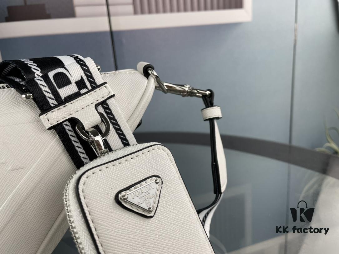 Prada 21K Tri-Fold Cross Texture Triangle Bag with Box