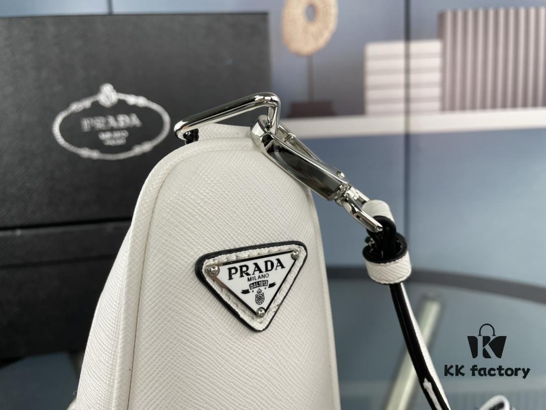 Prada 21K Tri-Fold Cross Texture Triangle Bag with Box