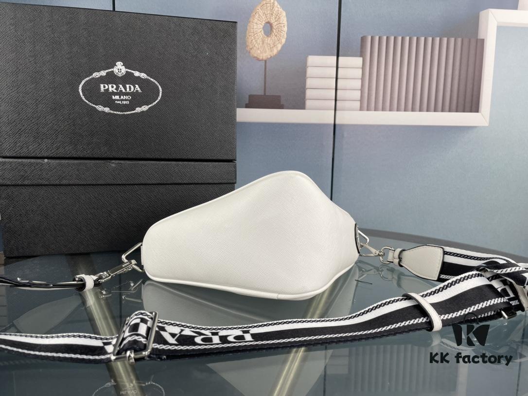 Prada 21K Tri-Fold Cross Texture Triangle Bag with Box