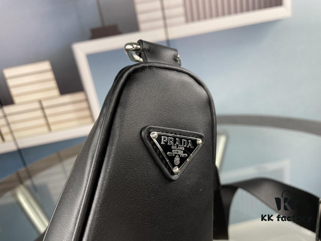 Prada 21K Tri-Fold Triangle Bag with Box, Plain Weave