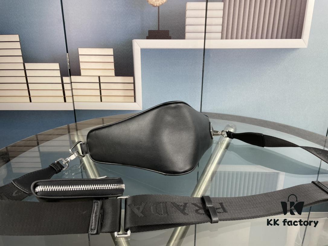 Prada 21K Tri-Fold Triangle Bag with Box, Plain Weave