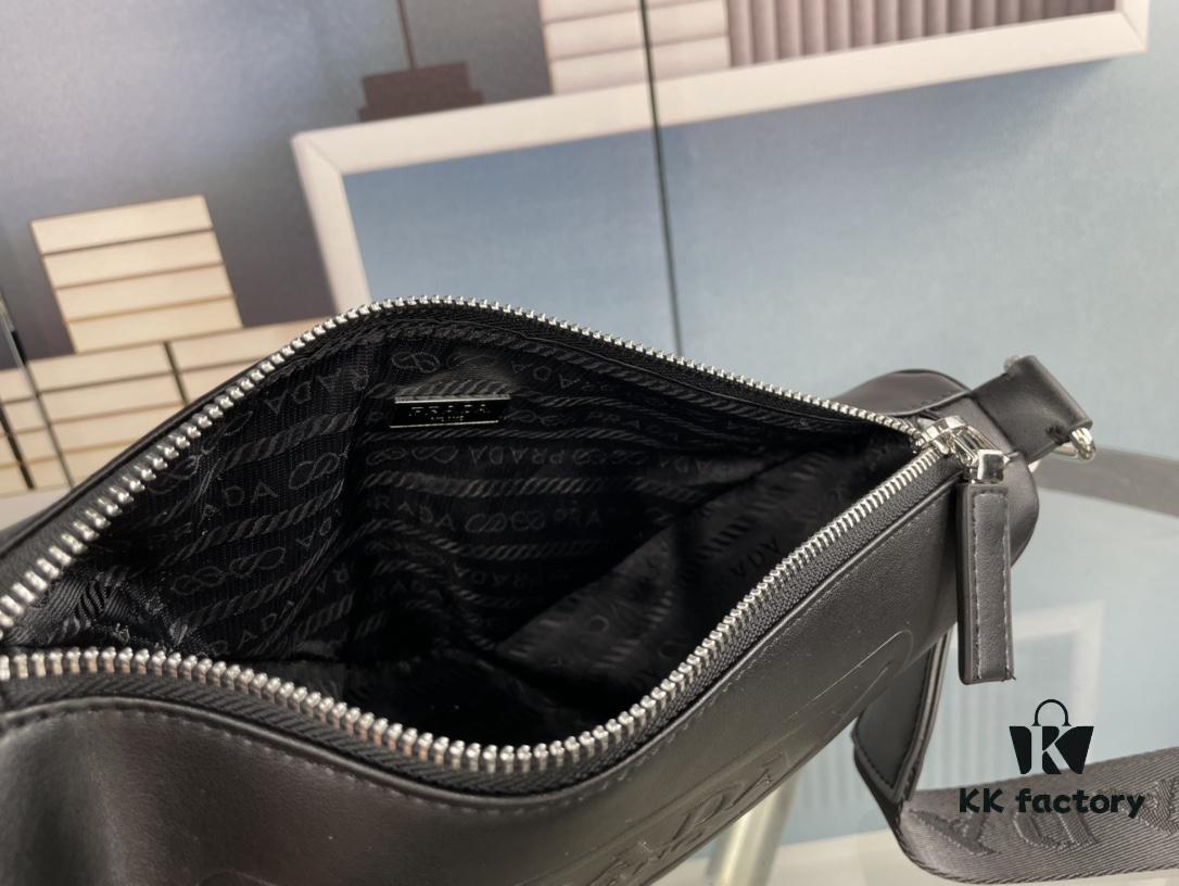 Prada 21K Tri-Fold Triangle Bag with Box, Plain Weave