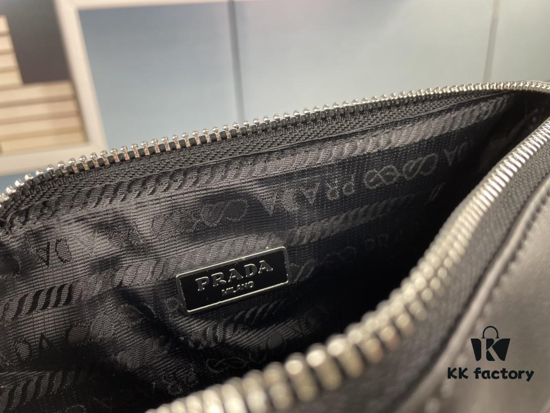 Prada 21K Tri-Fold Triangle Bag with Box, Plain Weave