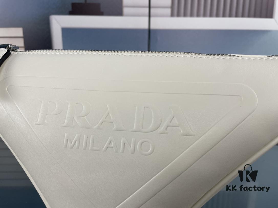 Prada 21K Tri-Fold Triangle Bag with Box, Plain Weave