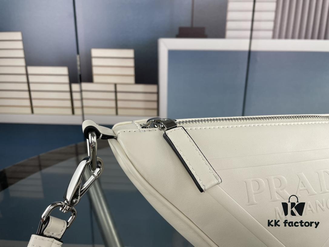 Prada 21K Tri-Fold Triangle Bag with Box, Plain Weave