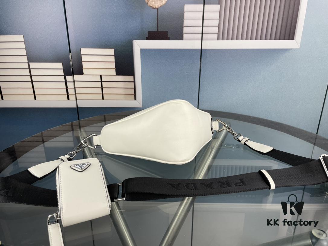 Prada 21K Tri-Fold Triangle Bag with Box, Plain Weave