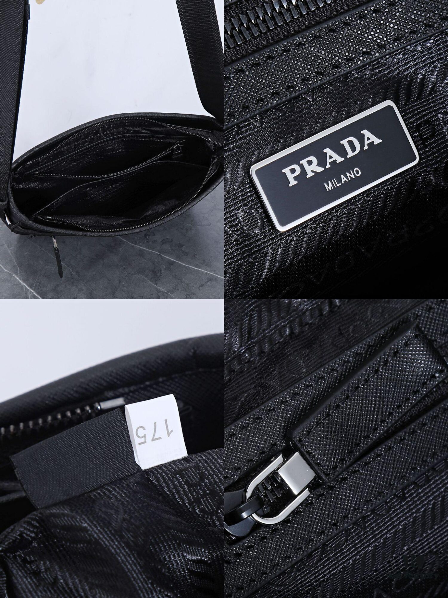 PRADA Men's Shoulder Bag, Classic Bestseller Model, Lightweight Original Waterproof Fabric, High-Quality Craftsmanship, 2VG953 Size: W31 x H29 x D7