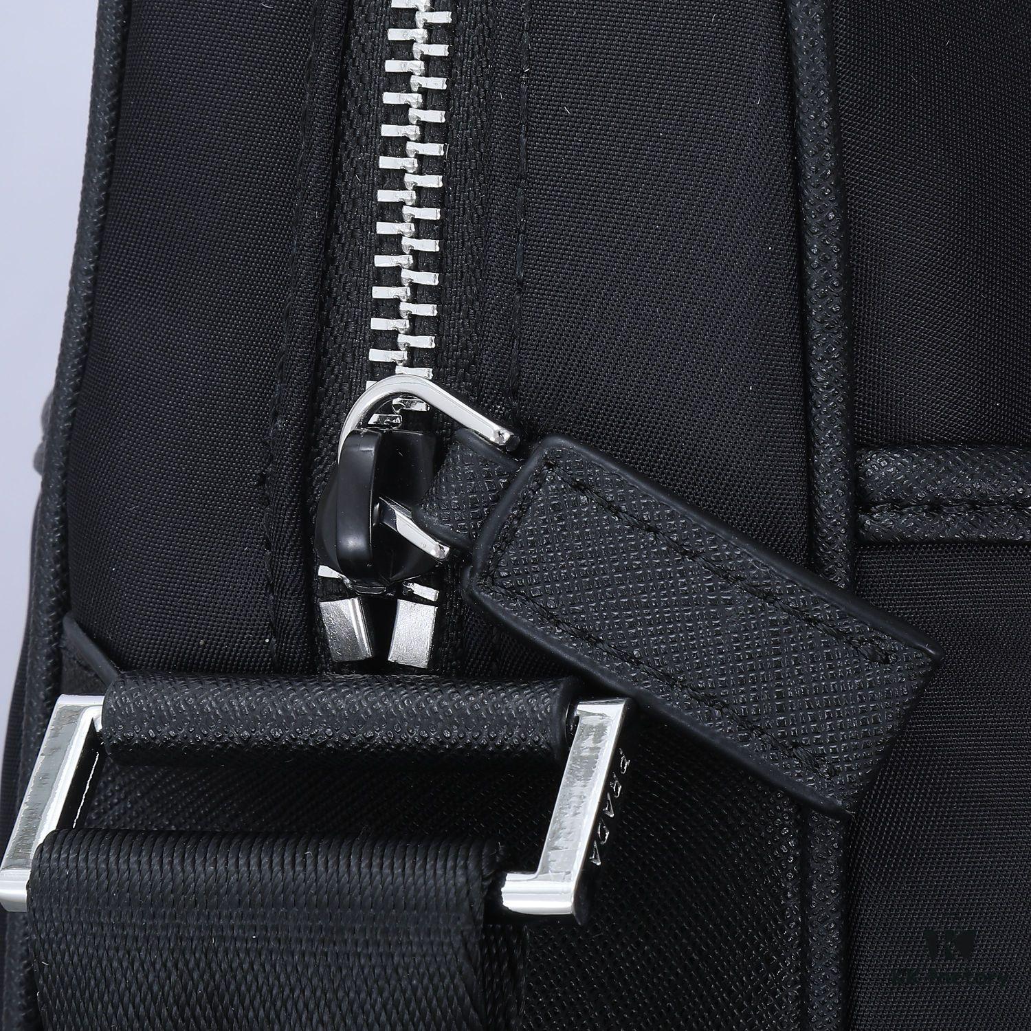 PRADA Men's Single Shoulder Bag, Classic Official Bestseller, Lightweight Original Waterproof Fabric, Model 002 Size: W24 x H28 x D8