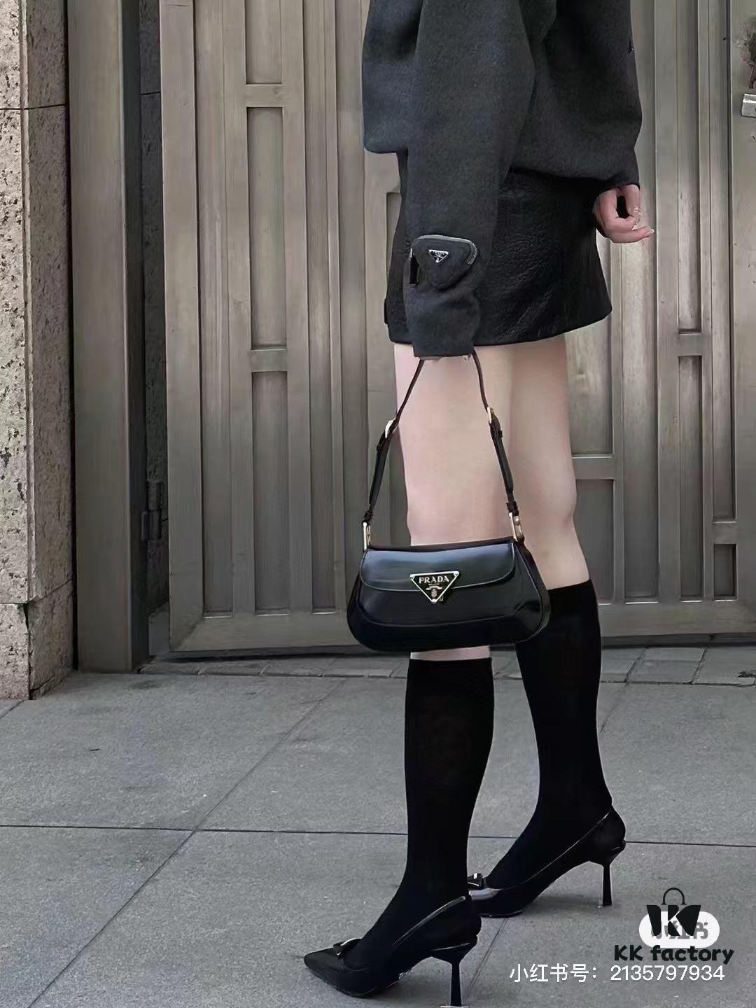 PRADA New Style Baguette Shoulder Bag (Box Included) Size 24x12x4, Model No. 817, Full Grain Leather Version