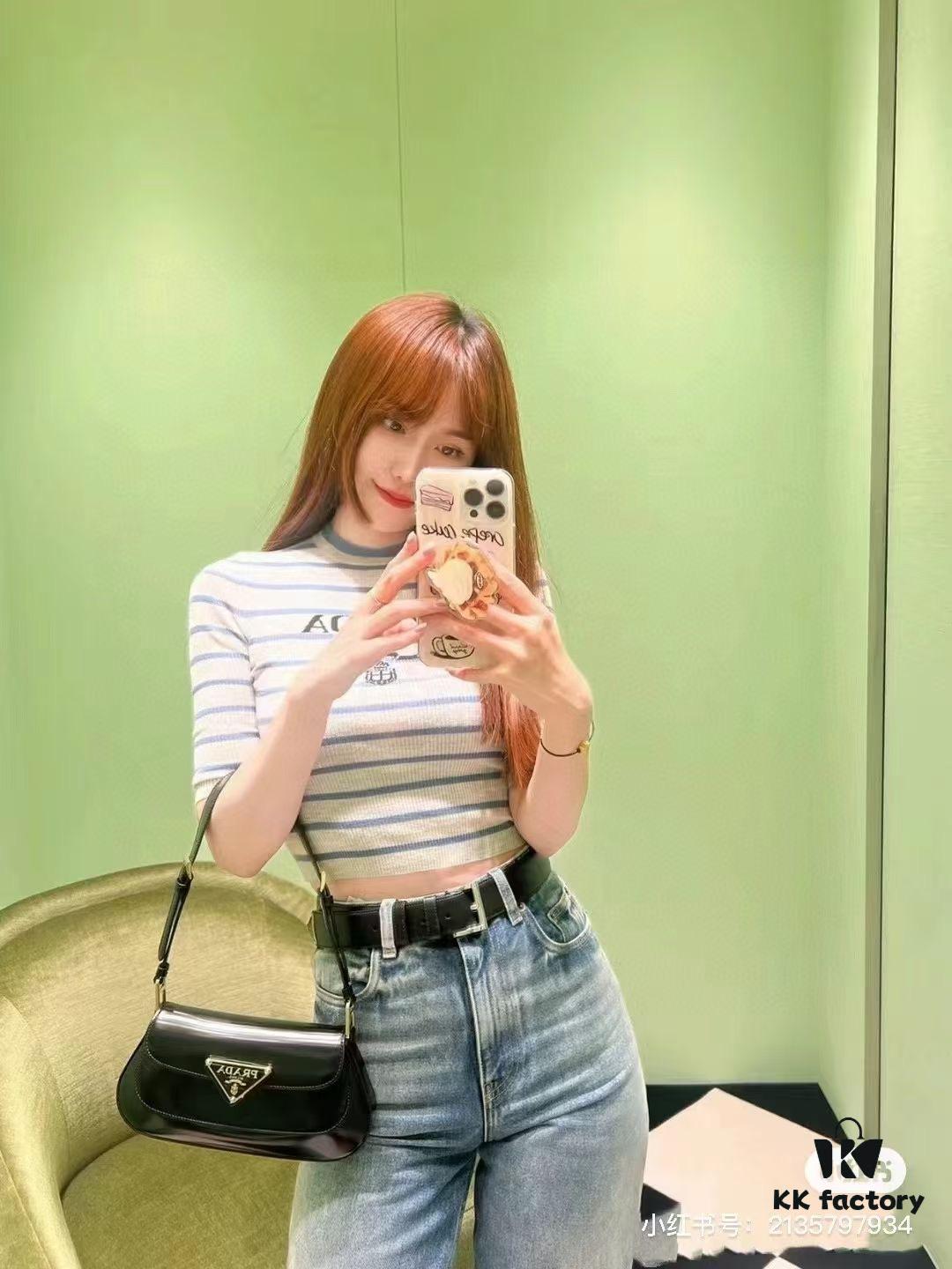 PRADA New Style Baguette Shoulder Bag (Box Included) Size 24x12x4, Model No. 817, Full Grain Leather Version