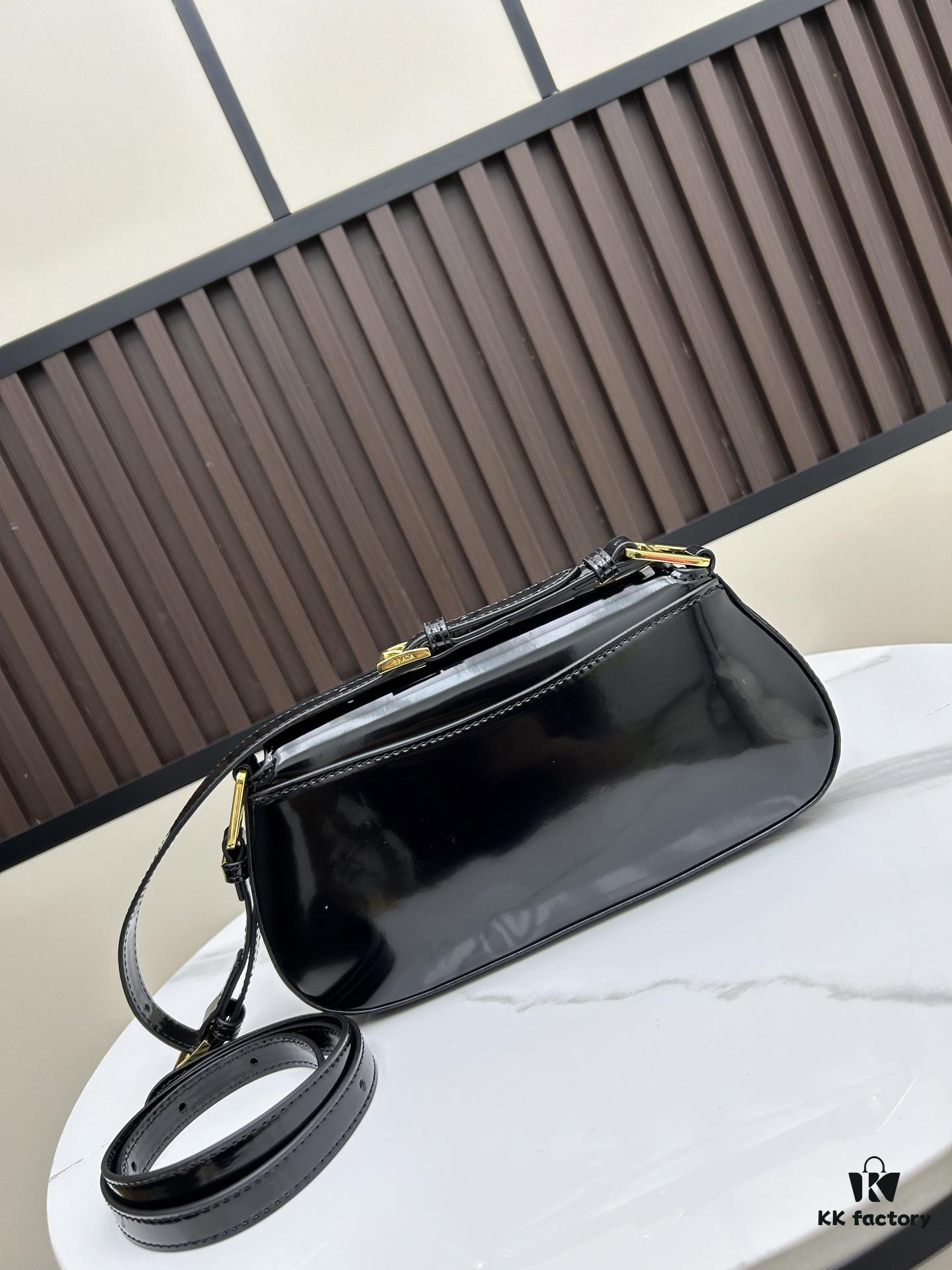 PRADA New Style Baguette Crossbody Bag (With Box) Size 24x12x4, Model No. 817, Full Grain Leather Version