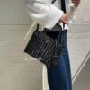 Prada-Inspired Palm Leaf and Leather Woven Tote Bag – Vacation-Ready Fashion, Handheld or Shoulder Carry