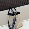 Prada-inspired Palm Leaf and Leather Woven Tote Bag – Vacation-Ready Fashion, Handheld or Shoulder Carry