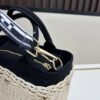 Prada-inspired Palm Leaf and Leather Woven Tote Bag – Vacation-Ready Fashion, Handheld or Shoulder Carry