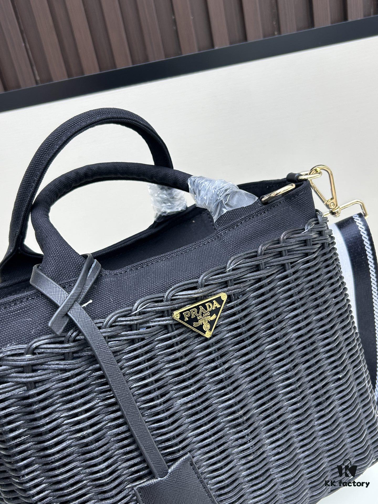 Prada-style Palm Leaf & Cowhide Woven Tote Bag – Premium Quality, Handheld or Shoulder Carry