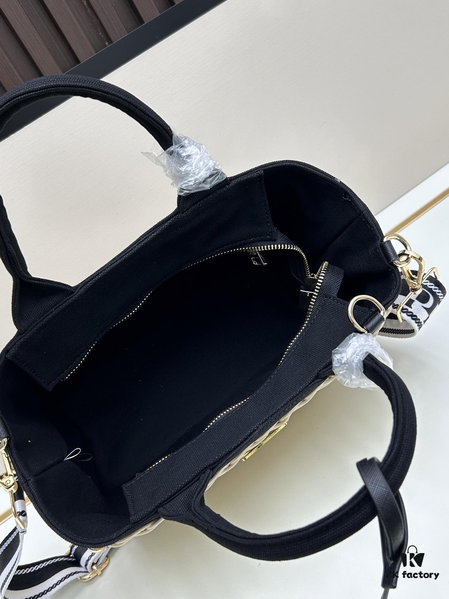 Prada-Inspired Wicker Basket Bag – Stylish Vacation Essential, Handwoven with Palm Leaf and Genuine Leather, Top-Quality Hardware, Classic Logo Design