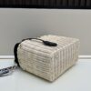 Prada-Inspired Wicker Basket Bag – Stylish Vacation Essential, Handwoven with Palm Leaf and Genuine Leather, Top-Quality Hardware, Classic Logo Design