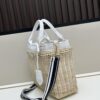 Prada-Inspired Palm Leaf and Leather Woven Tote Bag – Vacation-Ready Fashion, Handheld or Shoulder Carry