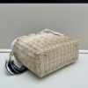 Prada-Inspired Palm Leaf and Leather Woven Tote Bag – Vacation-Ready Fashion, Handheld or Shoulder Carry