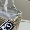 Prada-Inspired Palm Leaf and Leather Woven Tote Bag – Vacation-Ready Fashion, Handheld or Shoulder Carry