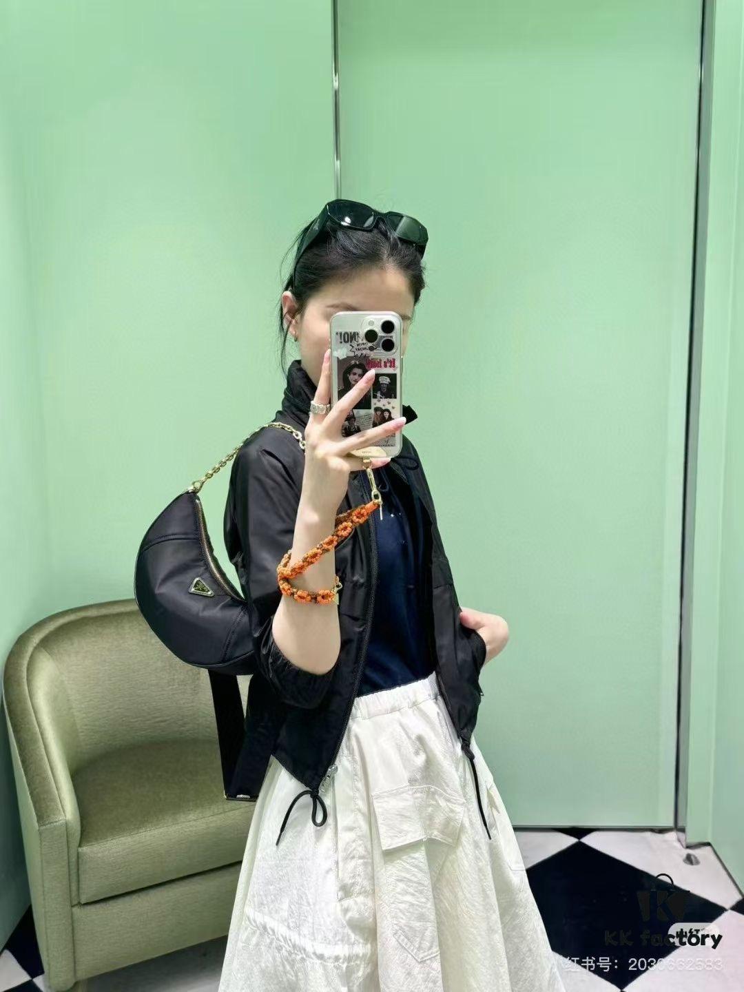 PRADA Re-Nylon Crescent Bag with Box Set