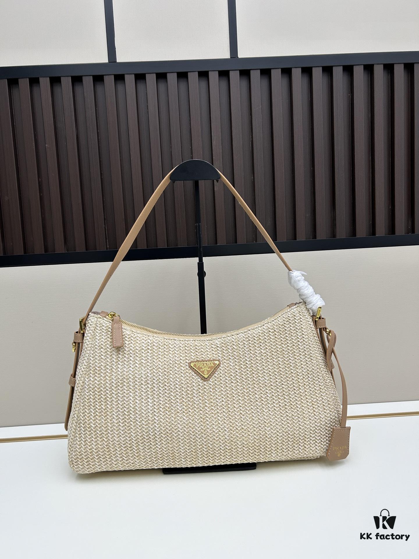Prada Raffia Underarm Bag with Box