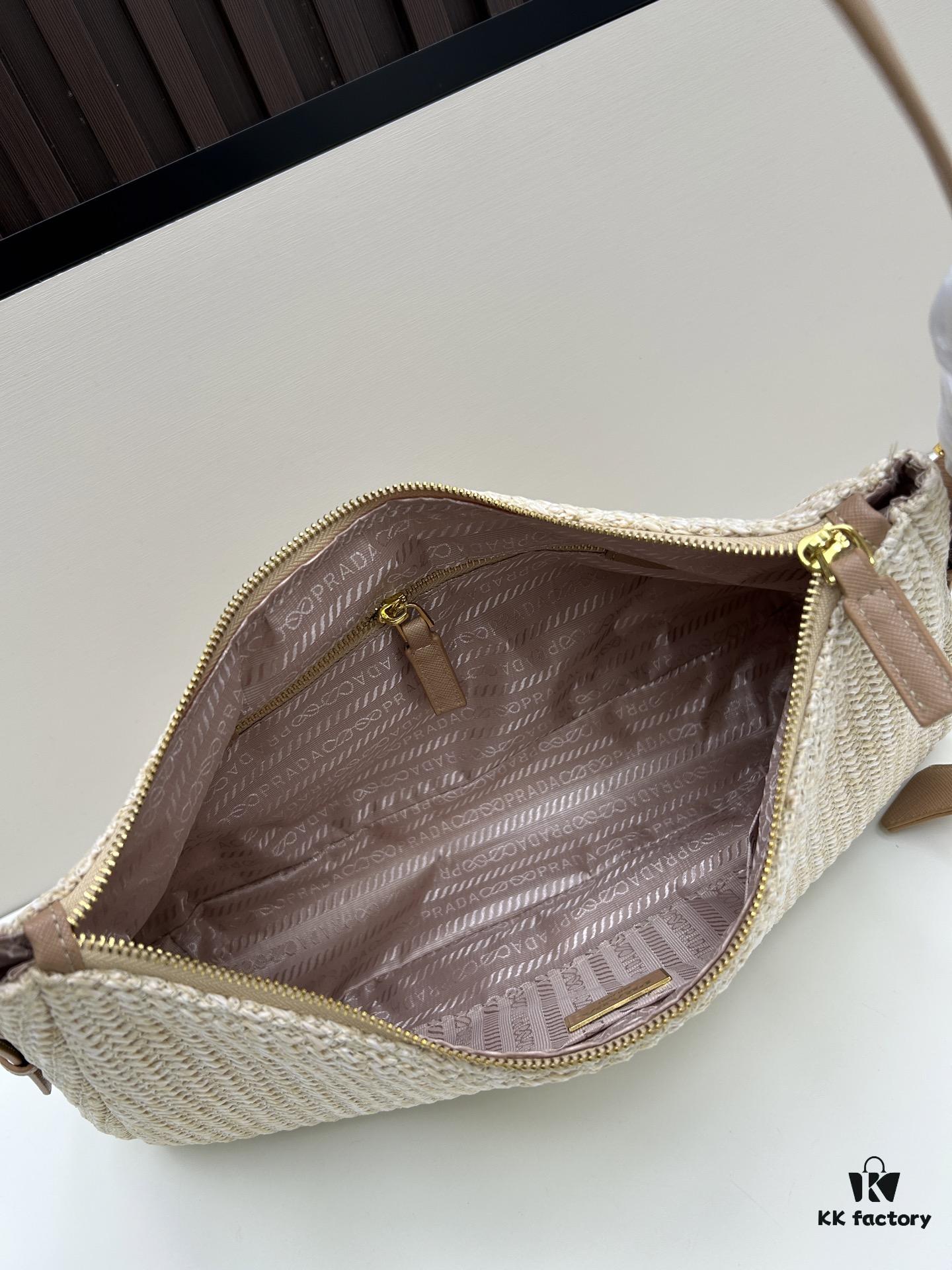 Prada Raffia Underarm Bag with Box