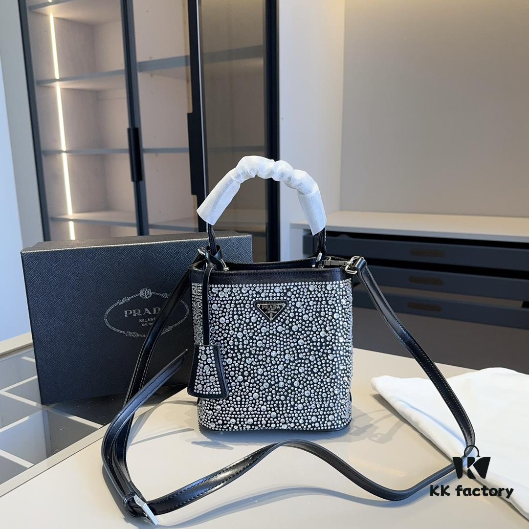 New Arrival - Upgraded Version, High-End Prada Limited Counter Bling Crystal Bucket Bag