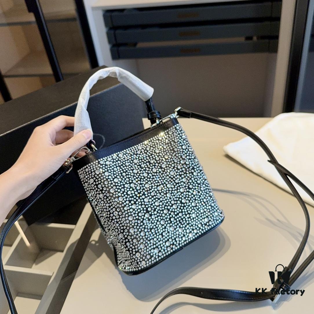 New Arrival - Upgraded Version, High-End Prada Limited Counter Bling Crystal Bucket Bag
