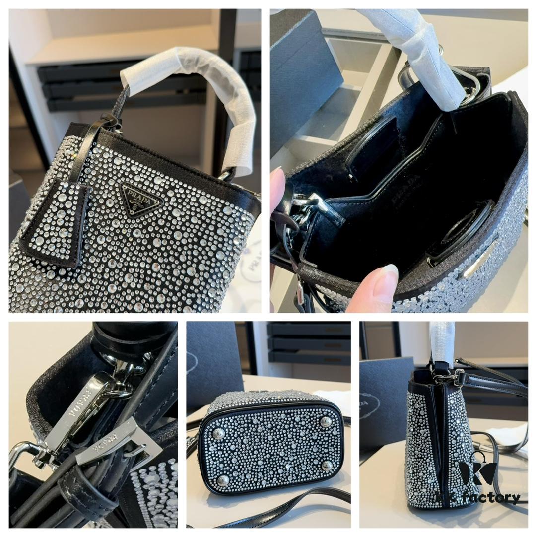 New Arrival - Upgraded Version, High-End Prada Limited Counter Bling Crystal Bucket Bag
