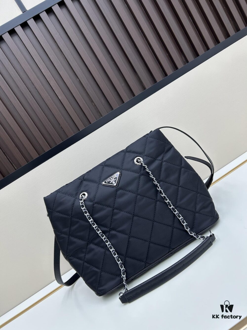Prada Vintage Zipper Style Chain Quilted Crossbody Bag