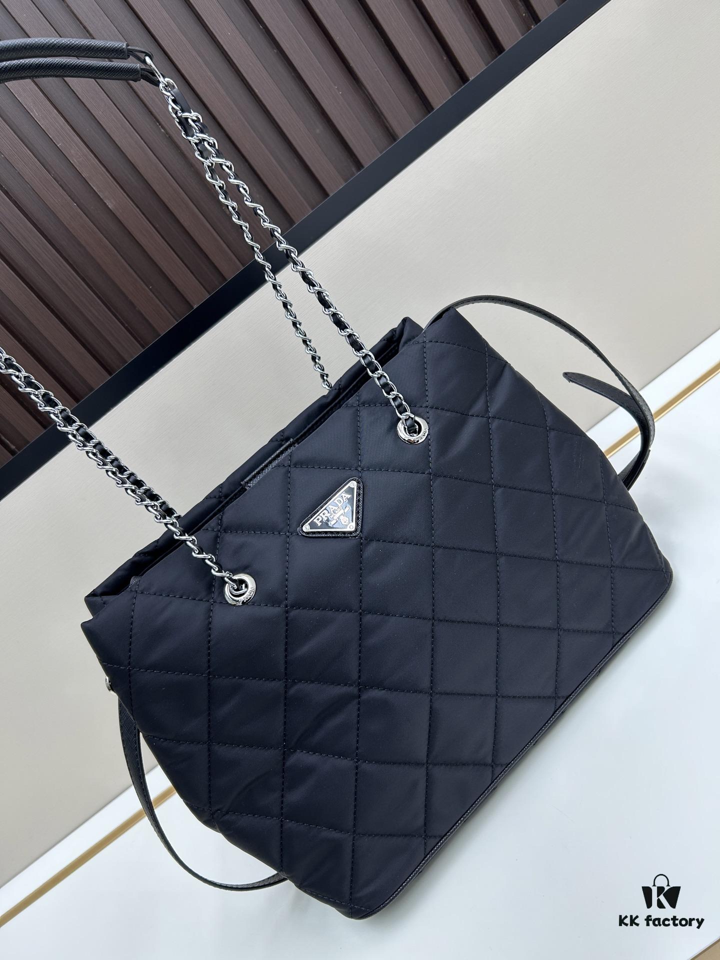 Prada Vintage Zipper Style Chain Quilted Crossbody Bag