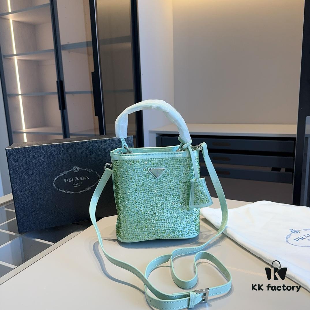 New Arrival - Upgraded Version, High-End Prada Limited Counter Bling Crystal Bucket Bag