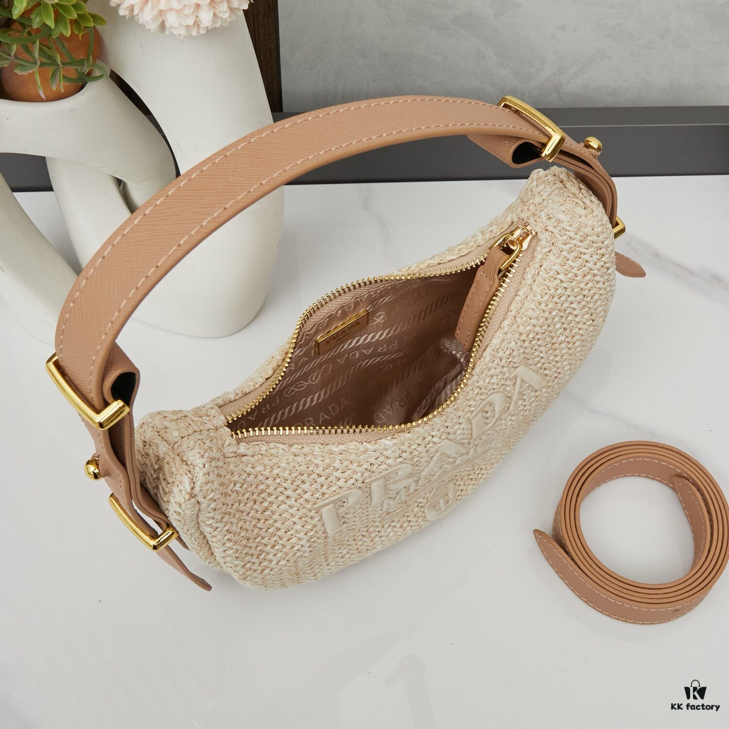 Prada Woven Hobo Bag with Box