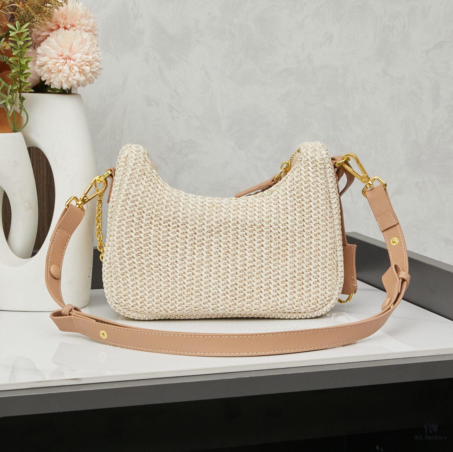 Beige Knitted Prada Underarm Handbag with Box 🎀 Love at First Sight