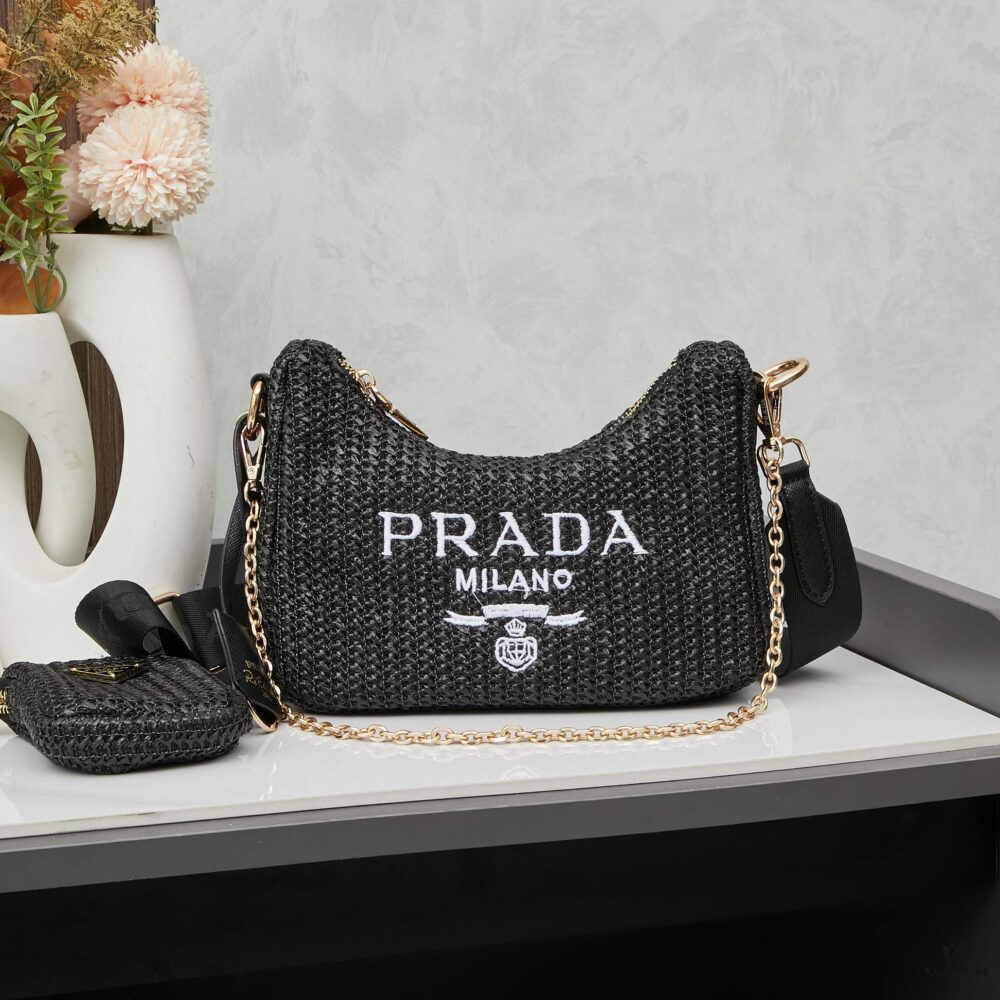 Beige Knitted Prada 3-in-1 Bag 🎀 Adorable Design with Box