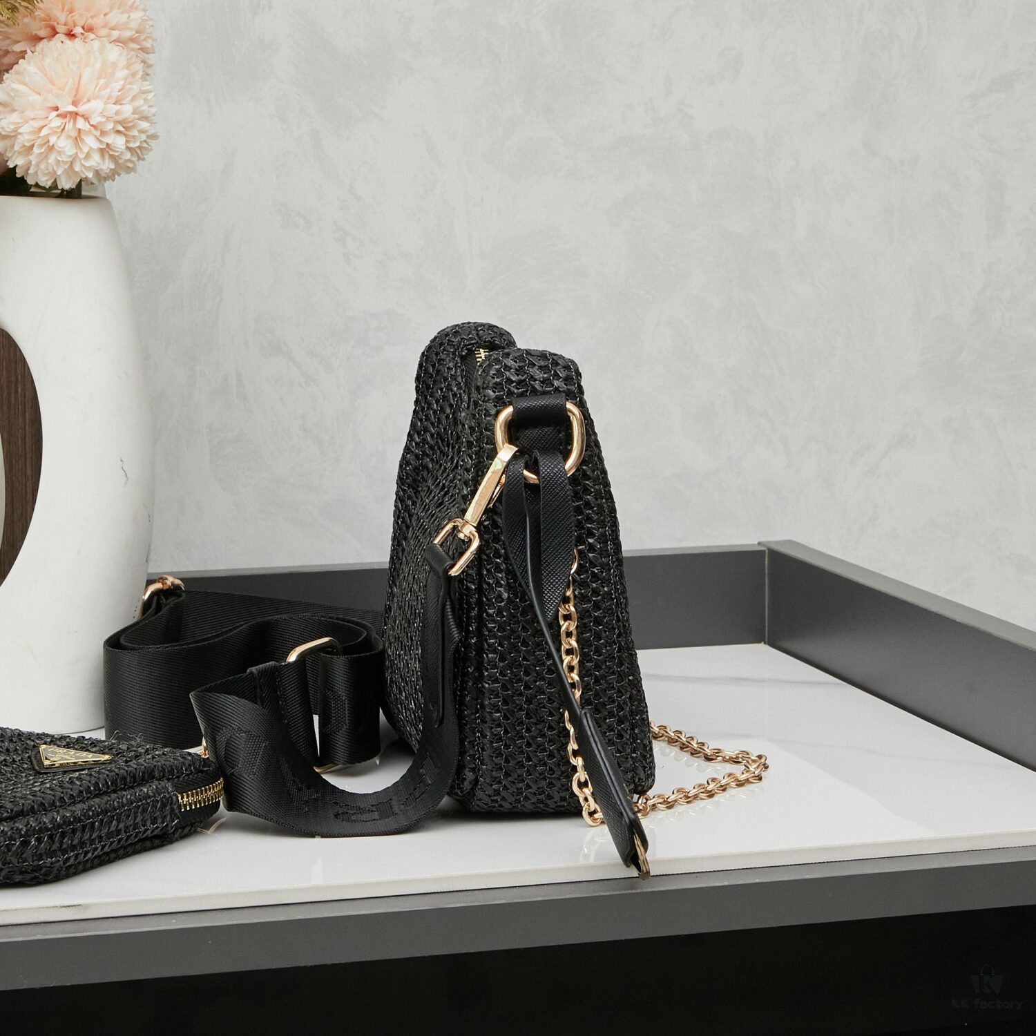 Beige Knitted Prada 3-in-1 Bag 🎀 Adorable Design with Box