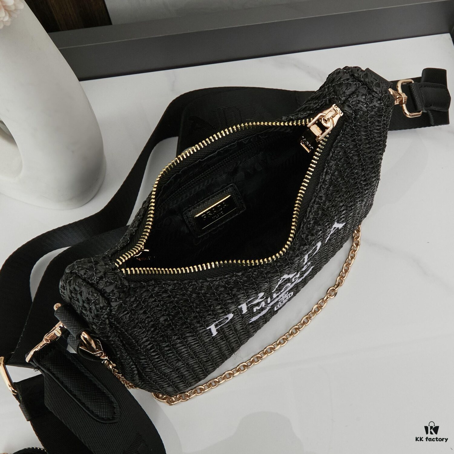 Beige Knitted Prada 3-in-1 Bag 🎀 Adorable Design with Box